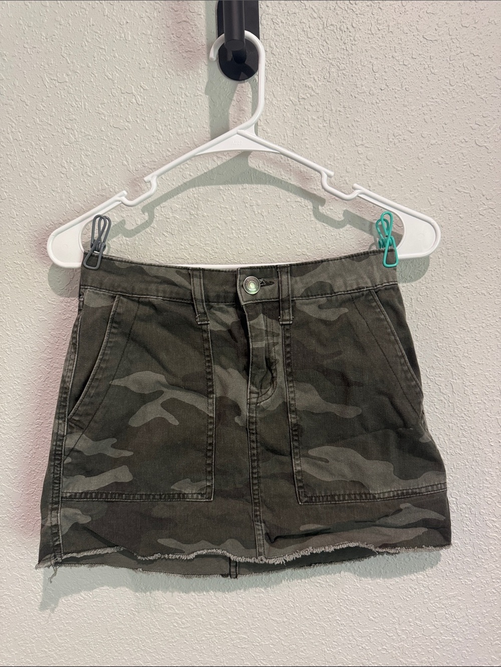 Camo Print Mini Skirt in Olive Green